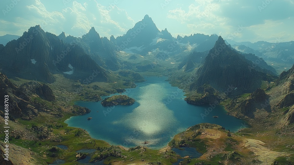 Majestic Mountain Lake Landscape in Natural Light Majestic Mountain Lake Landscape in Natural Light