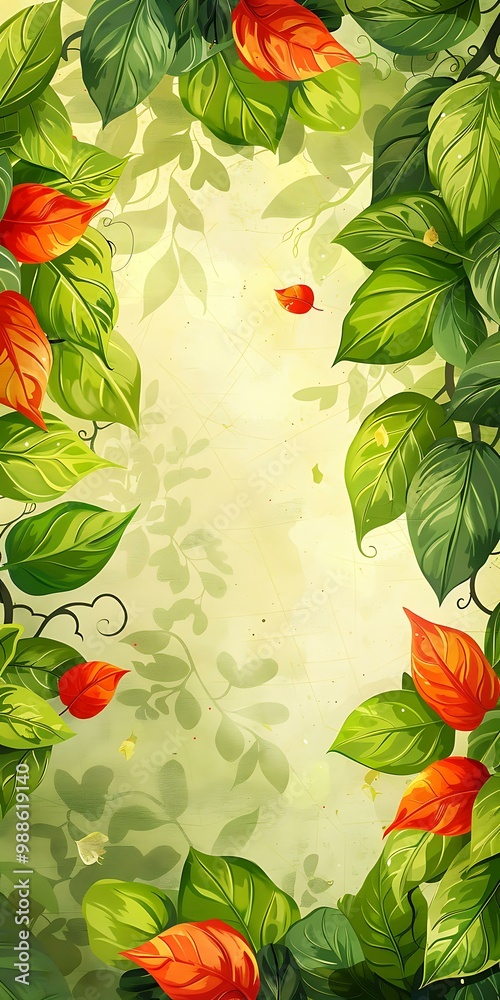 Green leaves and red flowers Green leaves and red flowers