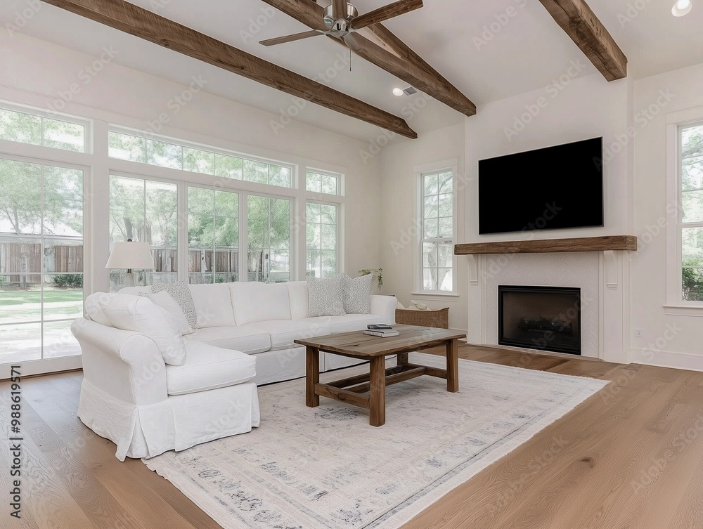 Modern bright white farmhouse living room Modern bright white farmhouse living room