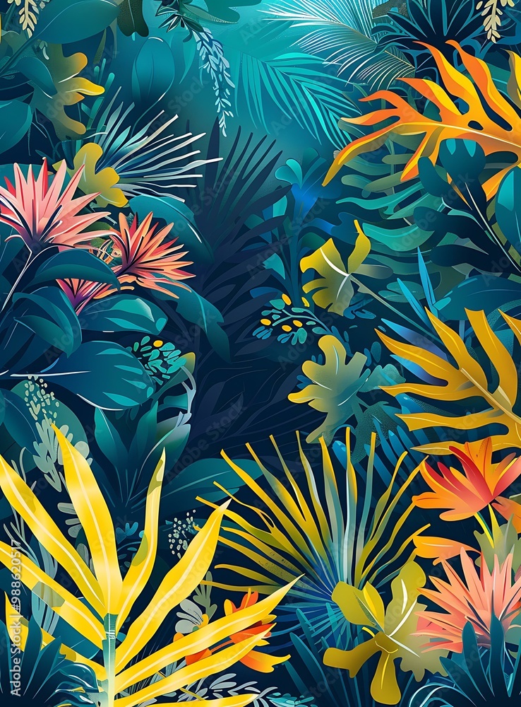 Tropical Leaves Pattern Abstract Illustration Tropical Leaves Pattern Abstract Illustration