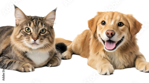 Dog and cat isolated on transparent background