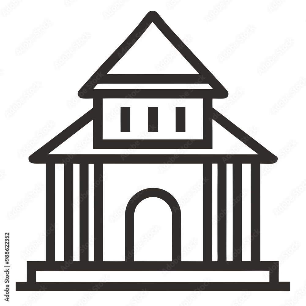 Business Building Hut line art Icon silhouettes vector illustration. Business Building Hut line art Icon silhouettes vector illustration.