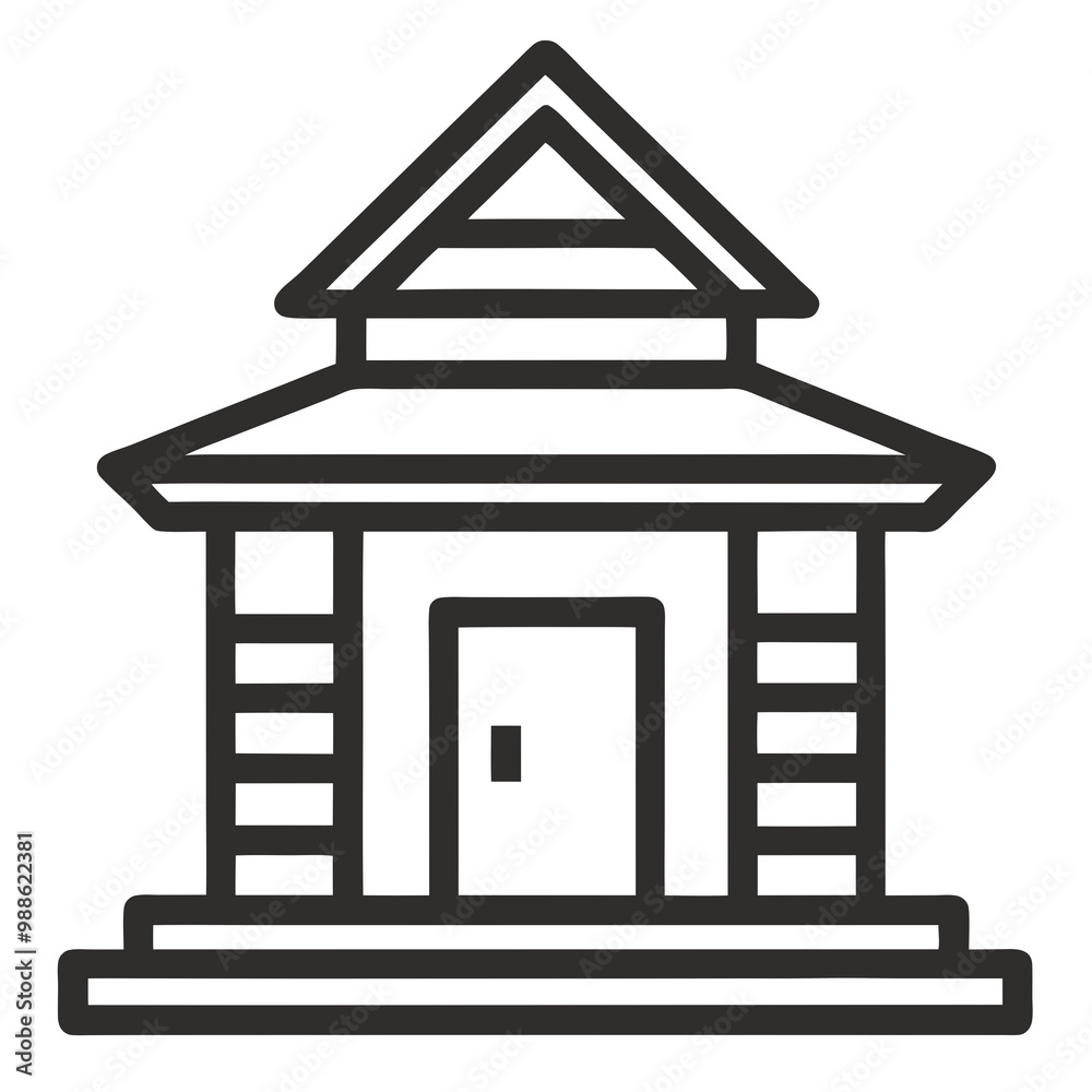 Business Building Hut line art Icon silhouettes vector illustration. Business Building Hut line art Icon silhouettes vector illustration.