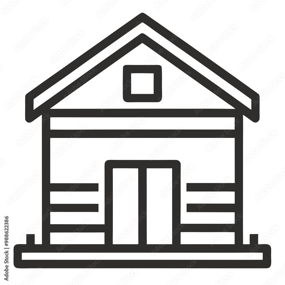 Business Building Hut line art Icon silhouettes vector illustration. Business Building Hut line art Icon silhouettes vector illustration.