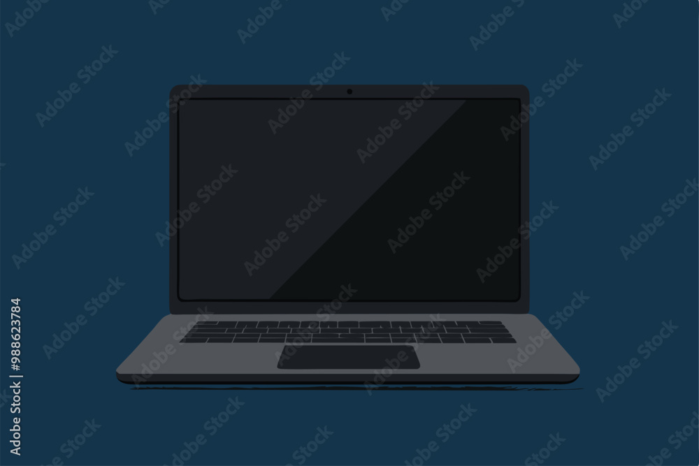 A sleek black laptop mockup is displayed against a dark background, highlighting its minimalist design, Black Air Laptop Mockup, Dark Version, Front View A sleek black laptop mockup is displayed against a dark background, highlighting its minimalist design, Black Air Laptop Mockup, Dark Version, Front View