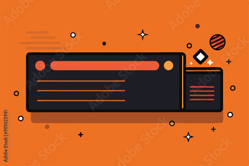 A colorful header design with spaces for custom text and decorative elements in an engaging style, Black Header Create Whatever with Two Spots For Your Content Under Background