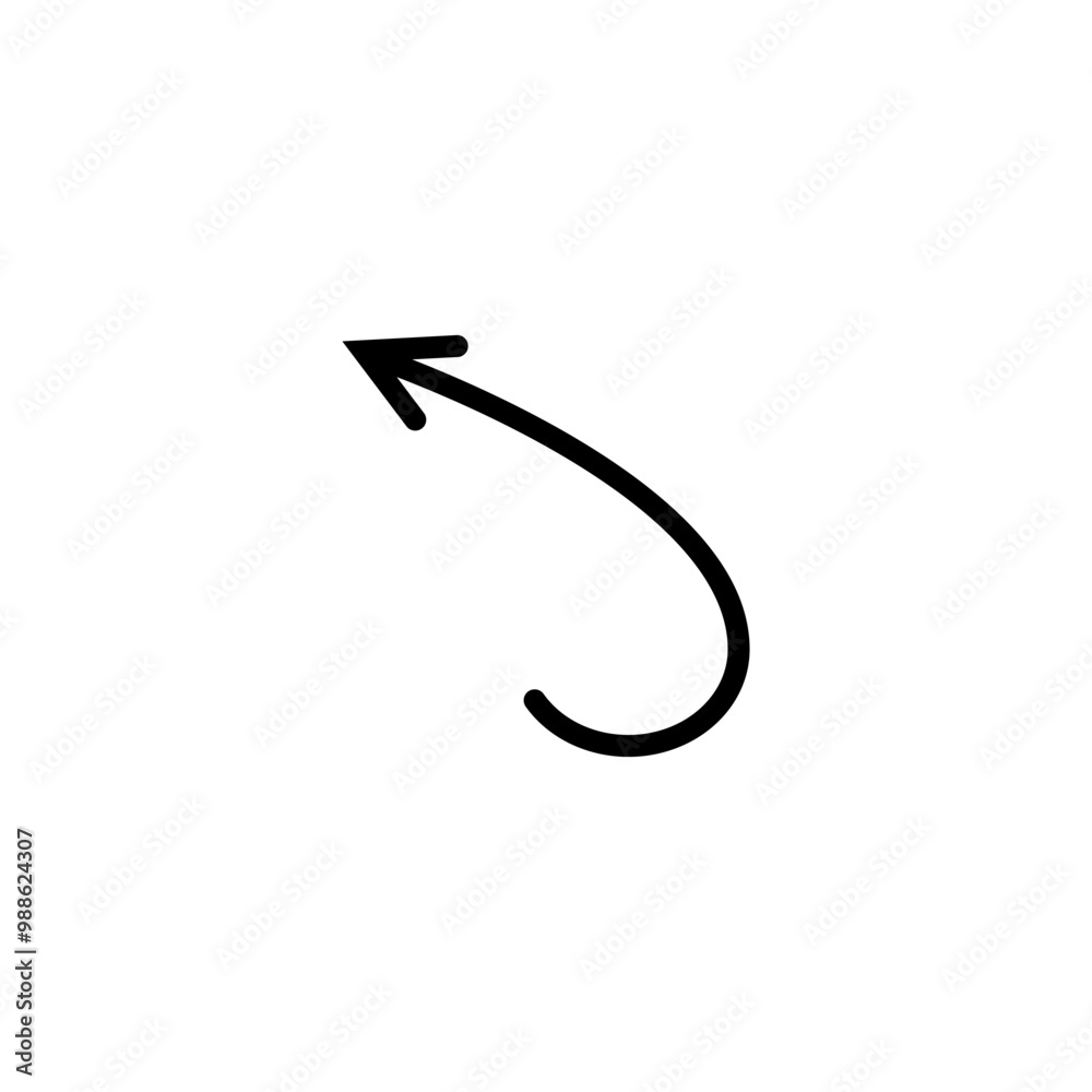 Semicircular rounded curved geometric trajectory arrow. Arrow of path and movement.