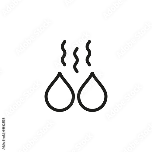 Drop with smell or evaporation symbol. Vector icon.