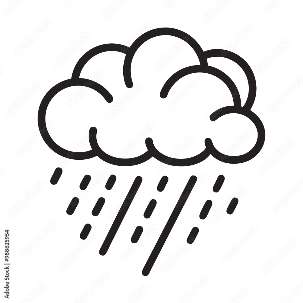 Cloud and Rain line art Icon silhouettes vector illustration Cloud and Rain line art Icon silhouettes vector illustration