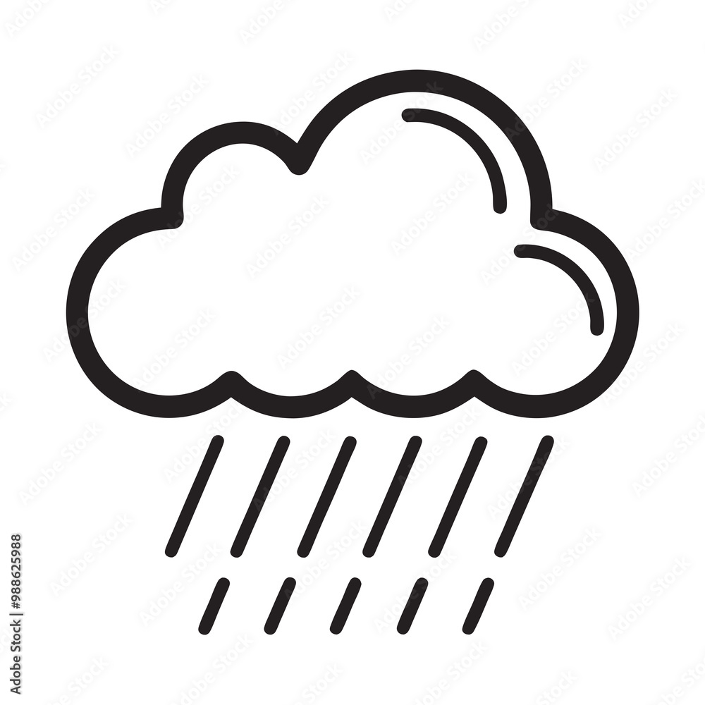 Cloud and Rain line art Icon silhouettes vector illustration Cloud and Rain line art Icon silhouettes vector illustration