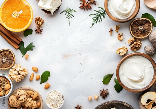 Wallpaper Mural Healthy Breakfast Ingredients Background with White Surface Torontodigital.ca