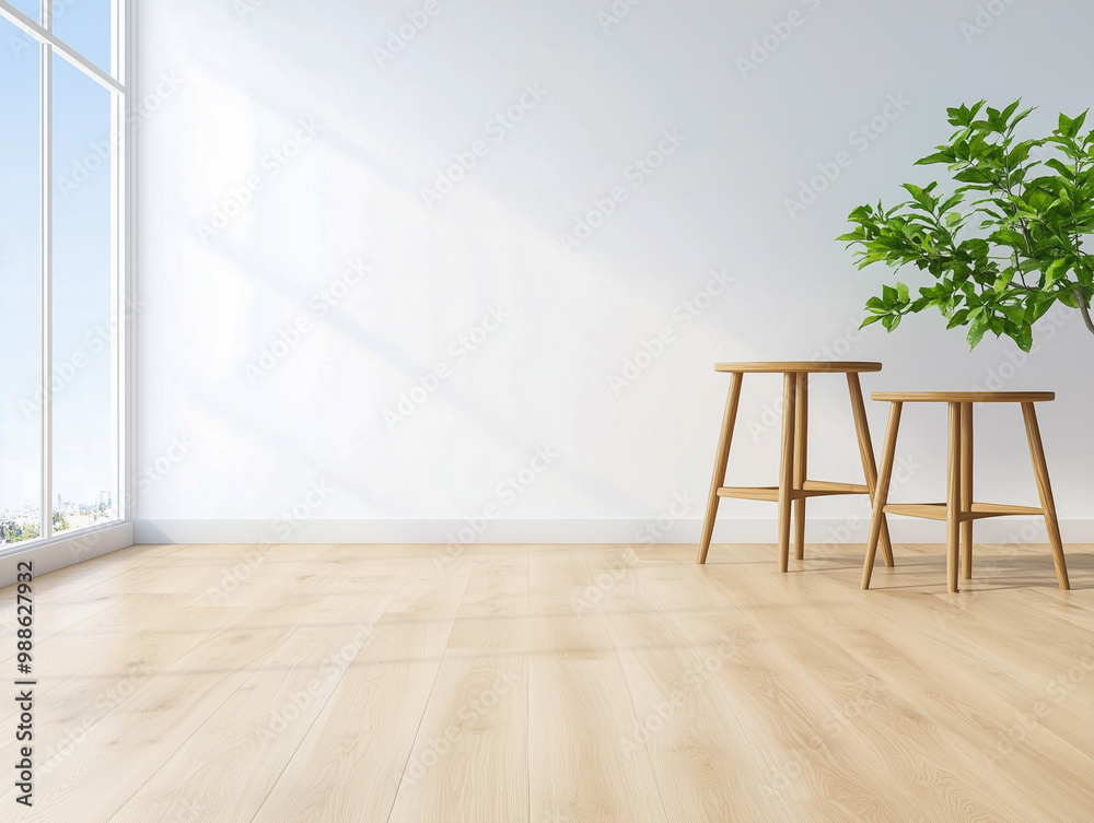 Fototapeta premium modern light living room in a new house 