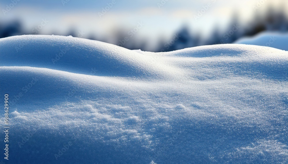 Close-Up of Sparkling Sunlit Snow Dunes in Winter, Highlighting Crisp Frosty Textures and Soft Blue Shadows on a Cold, Clear Morning Close-Up of Sparkling Sunlit Snow Dunes in Winter, Highlighting Crisp Frosty Textures and Soft Blue Shadows on a Cold, Clear Morning