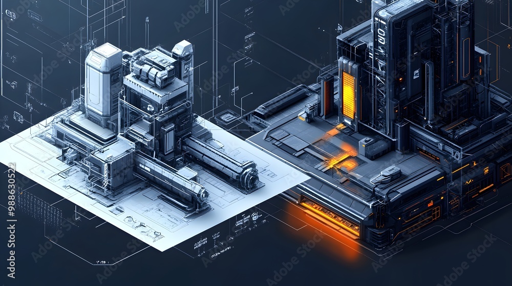 Isometric Drawing vs. True 3D: A side-by-side comparison of an isometric drawing and a true 3D model, showcasing the difference in depth, scale, and perception between the two visual styles in a futur Isometric Drawing vs. True 3D: A side-by-side comparison of an isometric drawing and a true 3D model, showcasing the difference in depth, scale, and perception between the two visual styles in a futur