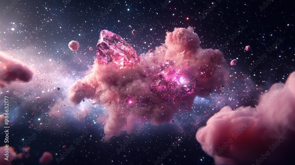 Ethereal Cosmic Oasis: Twin Stars and Crystal Asteroids in 32K Resolution, Generative Ai Ethereal Cosmic Oasis: Twin Stars and Crystal Asteroids in 32K Resolution, Generative Ai