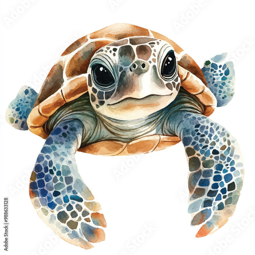 Turtle watercolor clipart illustration isolated