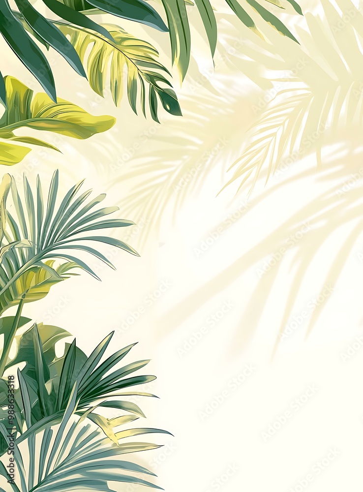Obraz premium Tropical Leaves Summer Background Illustration