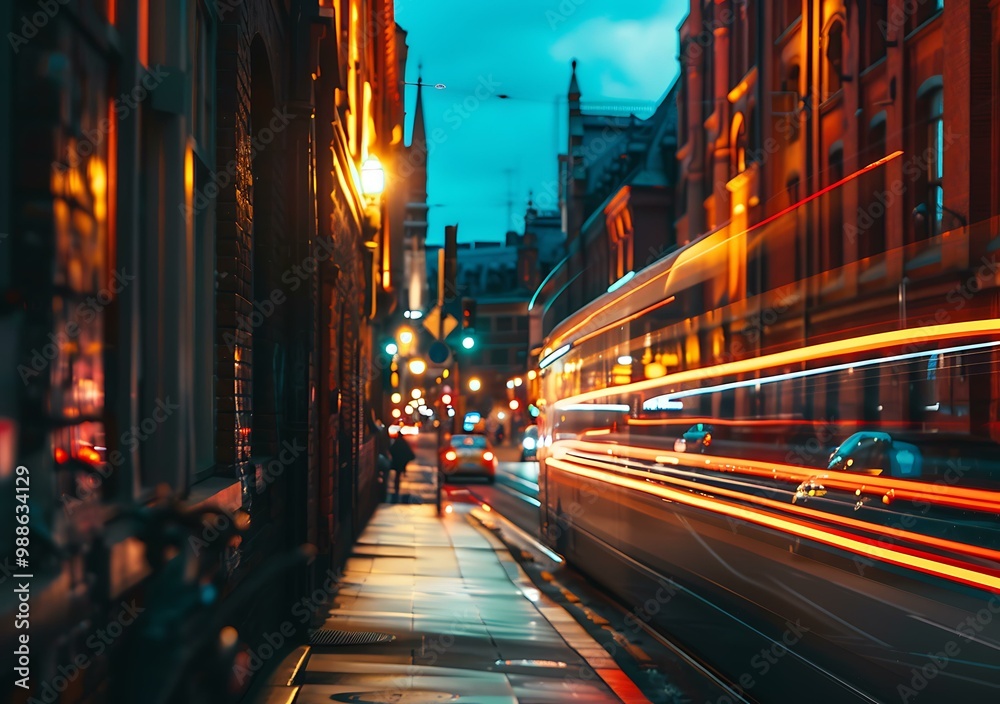 Obraz premium City Street at Night with Blurred Lights
