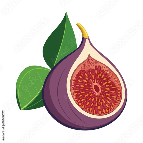 Fig fruit illustration on white background.