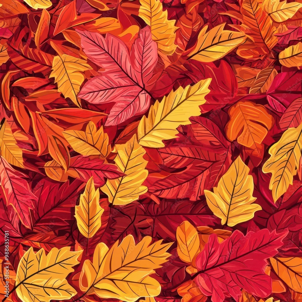 Vibrant Autumn Leaves in Red, Orange, and Yellow Color Scheme Vibrant Autumn Leaves in Red, Orange, and Yellow Color Scheme