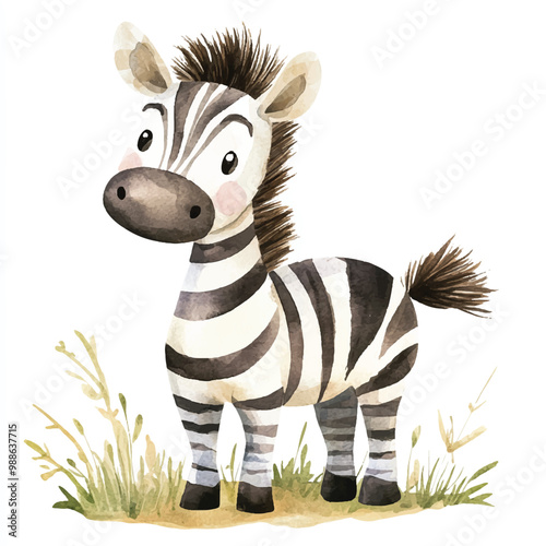 zebra watercolor clipart illustration isolated