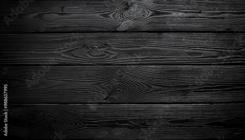 Close-up of Charred Black Wooden Planks with Prominent Natural Wood Grain Texture, Showcasing the Traditional Japanese Shou Sugi Ban Technique for Preserving Wood with Burnt, Richly Textured Surface
