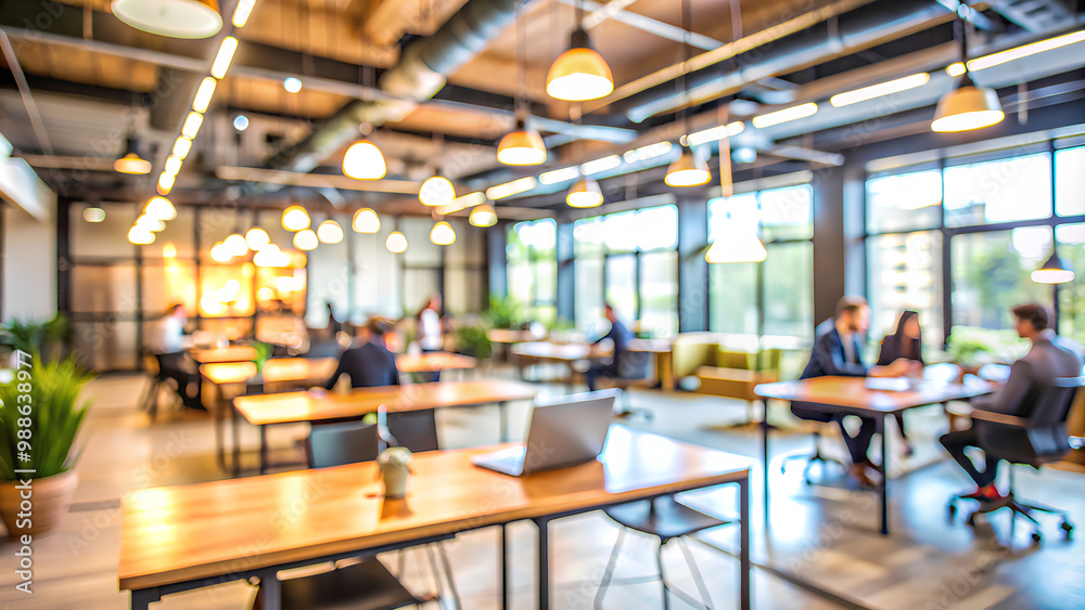 Abstract Blurred co-working space background, Business background concept