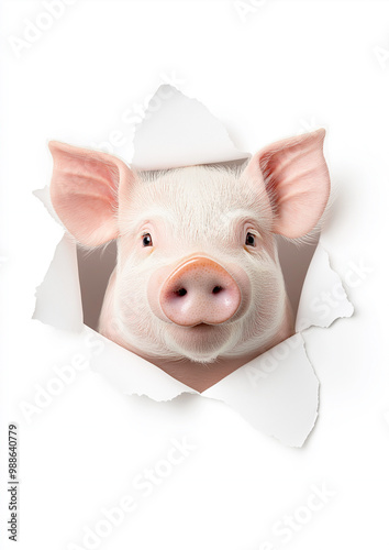 pig in a torn hole