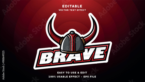 Viking helmet logo with brave text effect