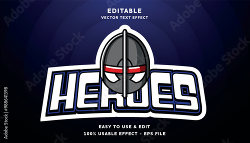 Viking helmet logo with heroes text effect