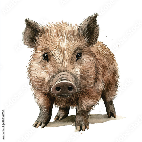 Wild Boar watercolor clipart illustration isolated