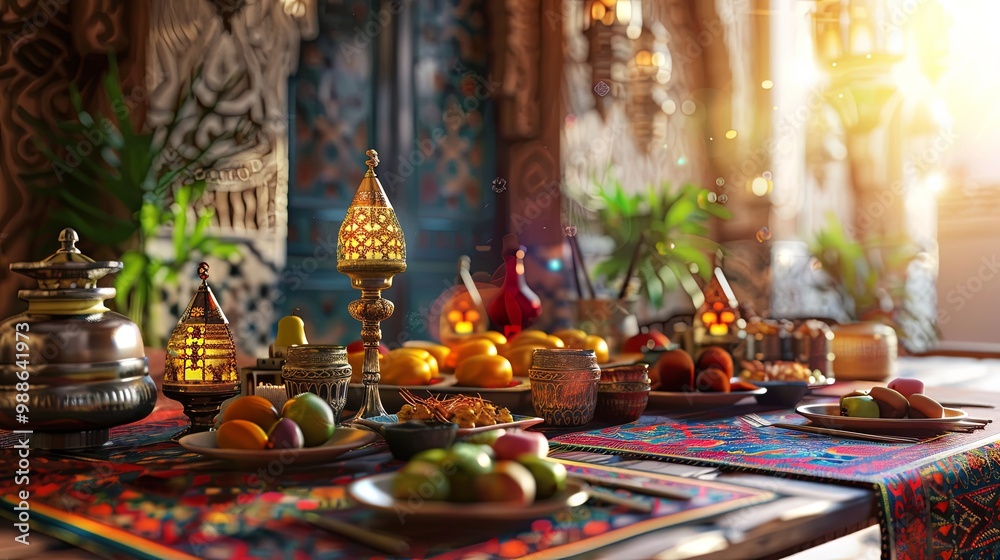 Arabic and Middle Eastern dinner table background Arabic and Middle Eastern dinner table background