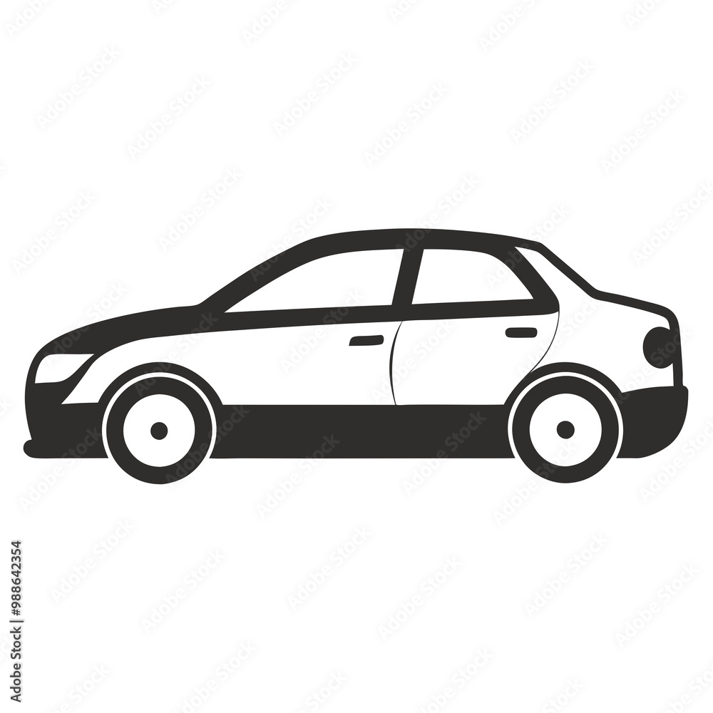 Car isolated on white silhouettes vector line art illustration Car isolated on white silhouettes vector line art illustration