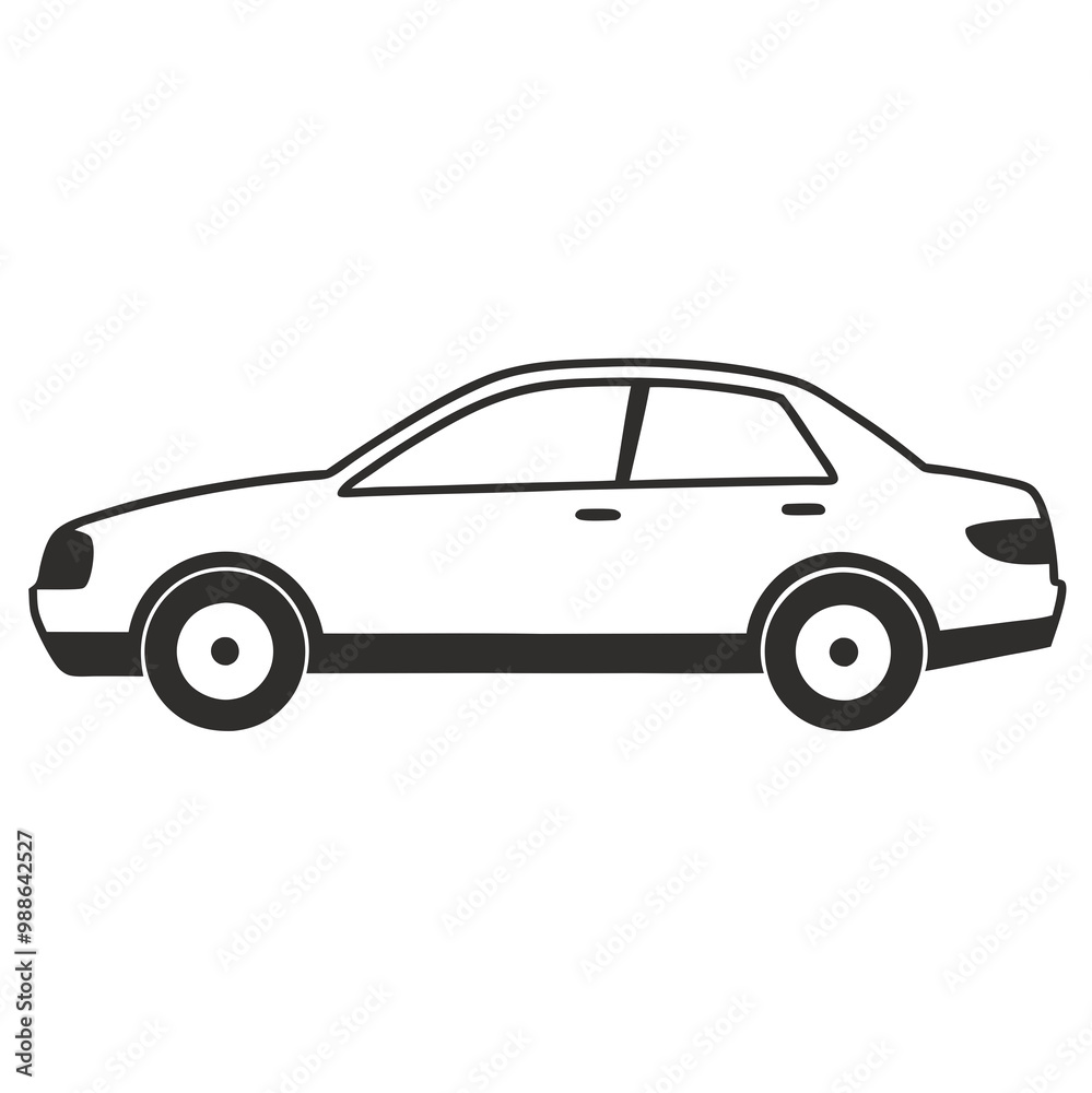 Car isolated on white silhouettes vector line art illustration Car isolated on white silhouettes vector line art illustration