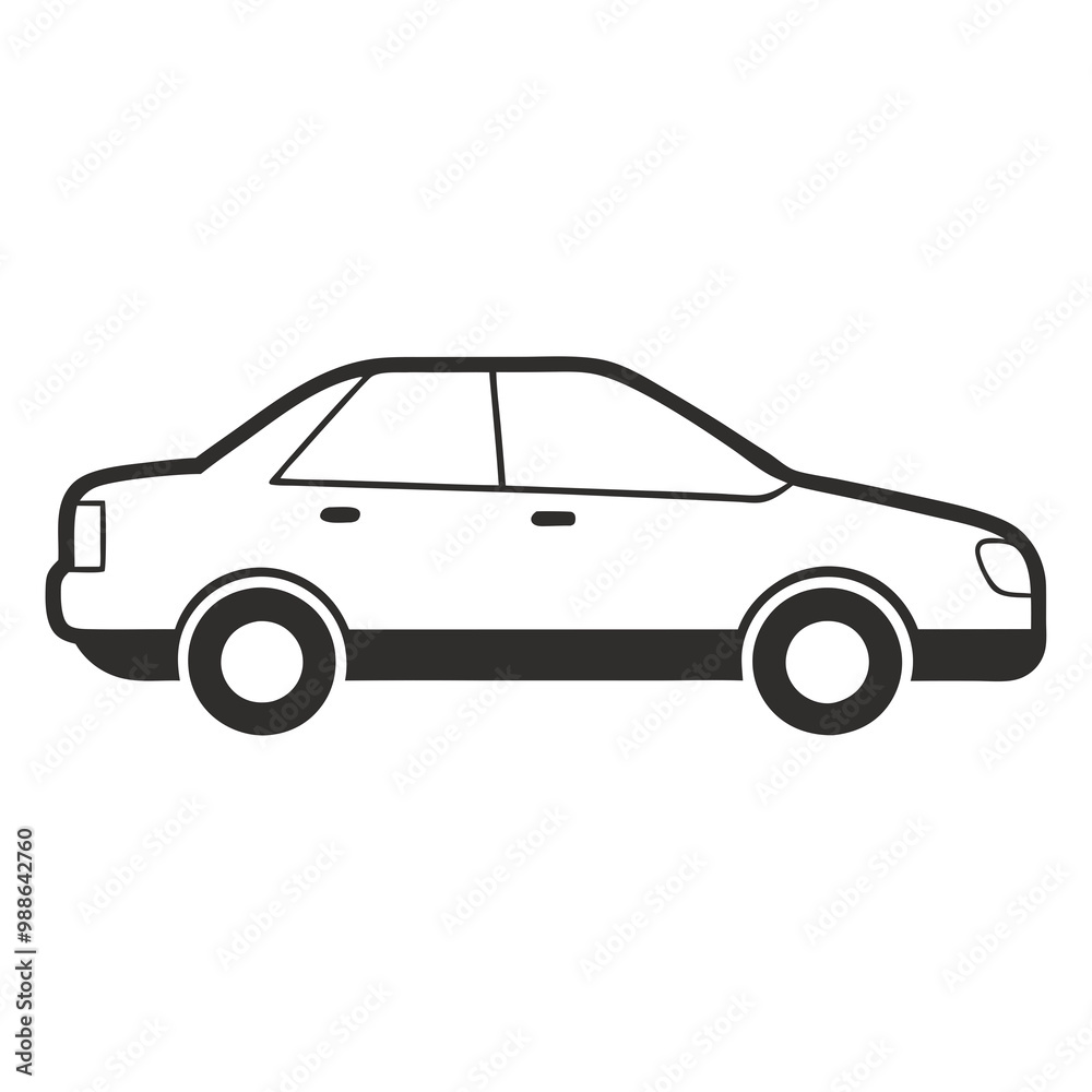 Car isolated on white silhouettes vector line art illustration Car isolated on white silhouettes vector line art illustration