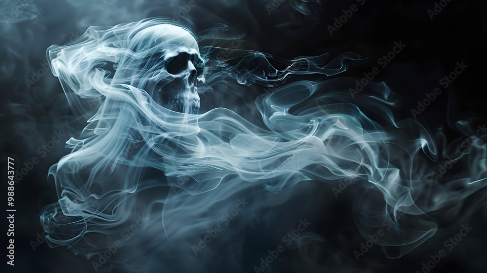 Obraz premium whispy, smokey ghost on a black background