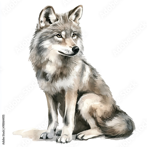 Wolf watercolor clipart illustration isolated