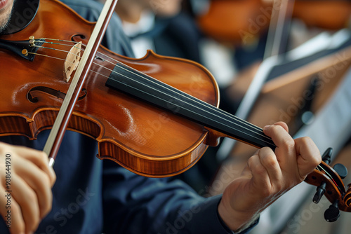 Close-Up of Violinist's Hands in a Passionate Classical Symphony Performance