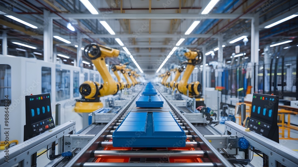 Efficient Automation: Robotic Battery Production Line in Action Efficient Automation: Robotic Battery Production Line in Action
