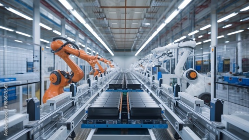 Efficient Automation: Robotic Battery Production Line in Action