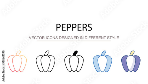Peppers icon design with white background stock illustration