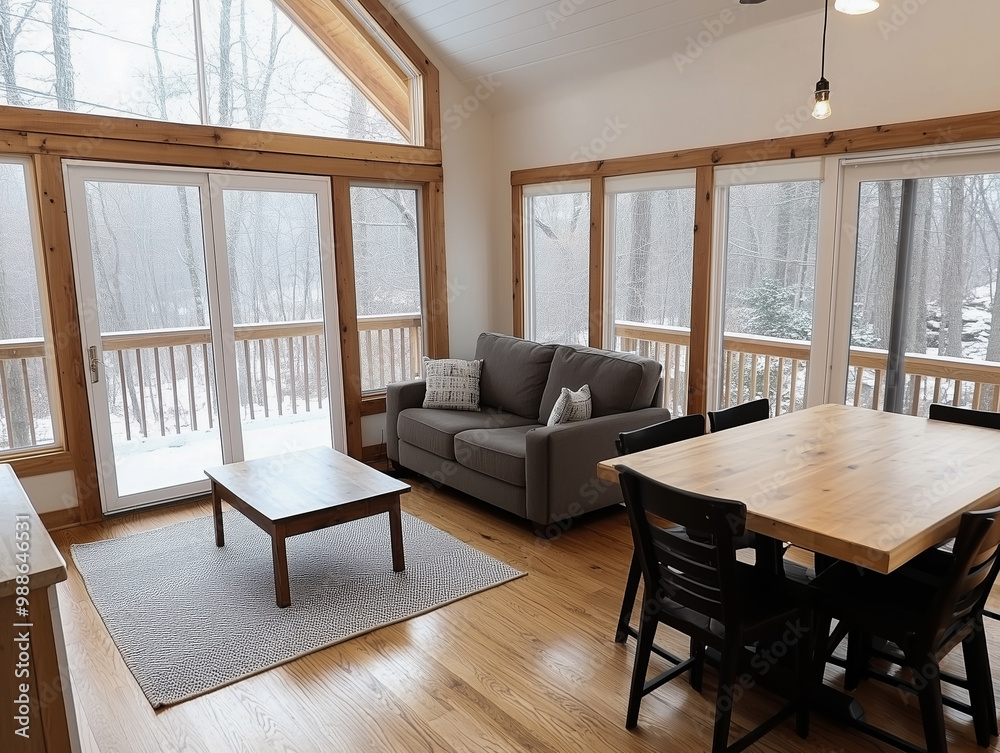 Fototapeta premium Spacious living room with couch and table