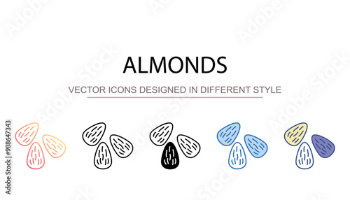 Almonds icon design with white background stock illustration