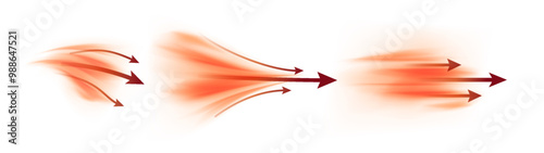 Hot or warm air flow movement with arrows.