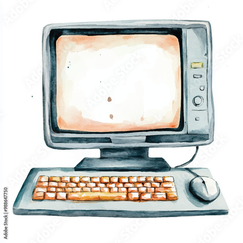 computer watercolor clipart illustration isolated