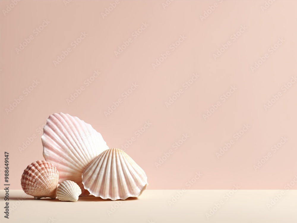 Seashells on pink background Seashells on pink background