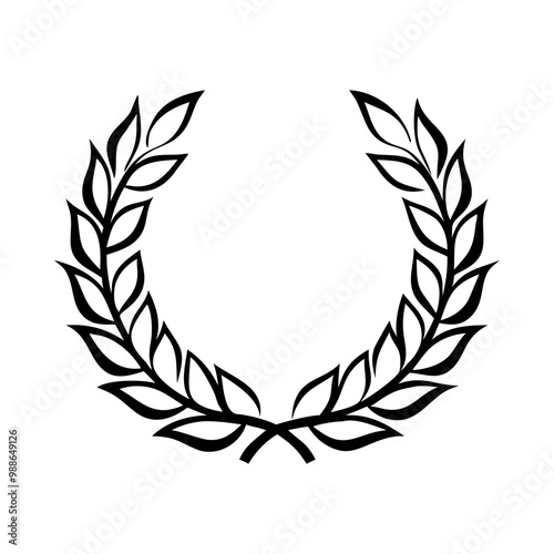 Icon of a laurel wreath symbolizing victory and prestige in black line art