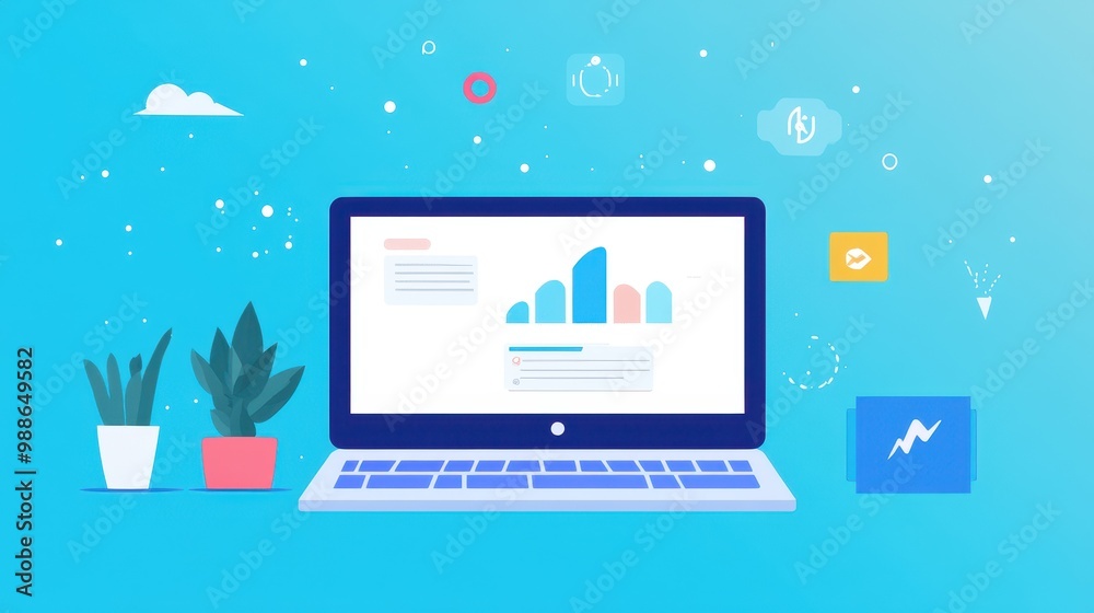 Vibrant Business Analytics Dashboard on Laptop Vibrant Business Analytics Dashboard on Laptop
