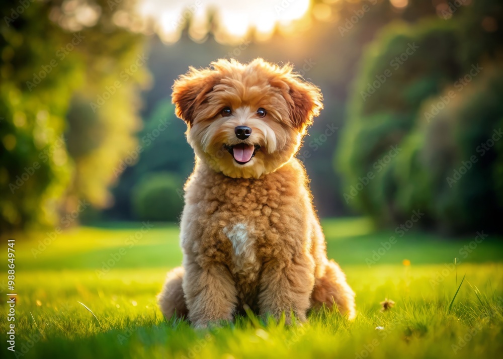 This fluffy, teddy bear-inspired dog sits gracefully on the grass, exuding a playful spirit and an adorable expression This fluffy, teddy bear-inspired dog sits gracefully on the grass, exuding a playful spirit and an adorable expression