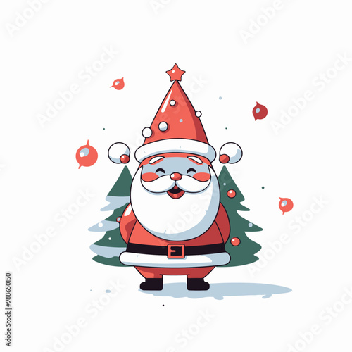 christmas cartoon ,white background, no shadow, clear, sharp, illustration, vector, flat, minimalistic, high contrast